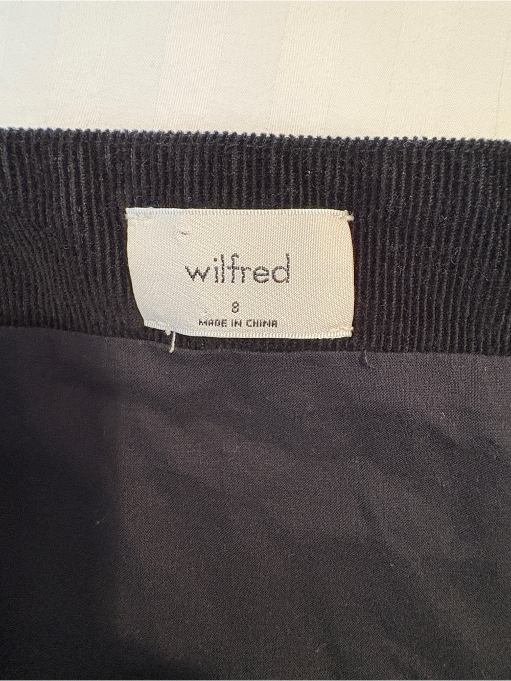 Wilfred Isabelle Black Corduroy Mini Dress Spaghetti-Strap Size 8 - Picture 4 of 11